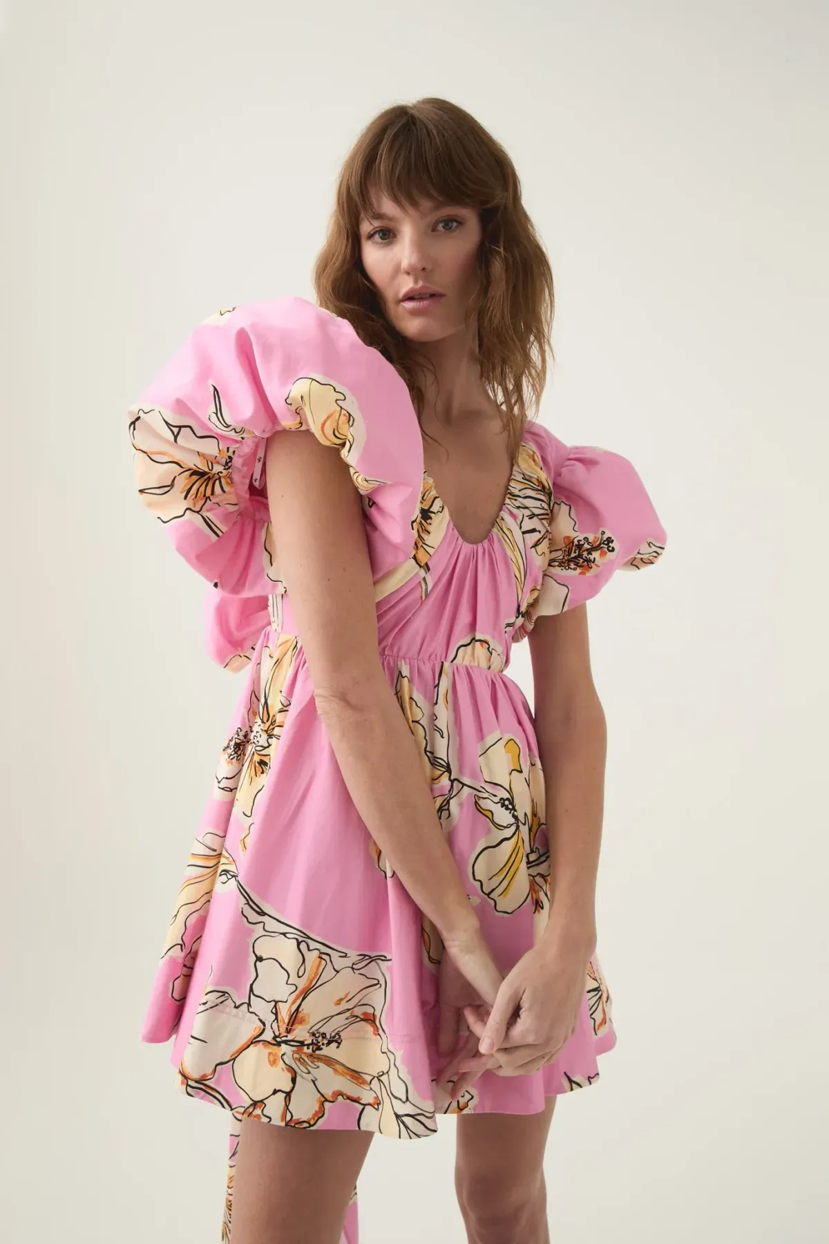 Aje Gretta Bow Back Mini Dress Pink Hibiscus Size AU 14 - Image 4