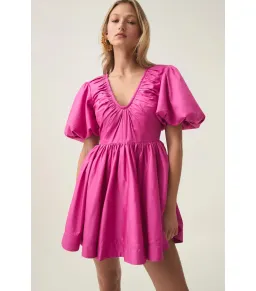 Aje Cresting Mini Dress Fuchsia Rose Size AU 12 for rent on The Volte - image 2