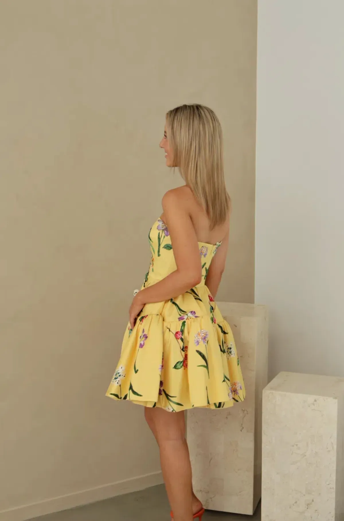 Leo Lin Skye Bustier Mini Dress in Wild Flower in Sorbet Size 8  - Image 4