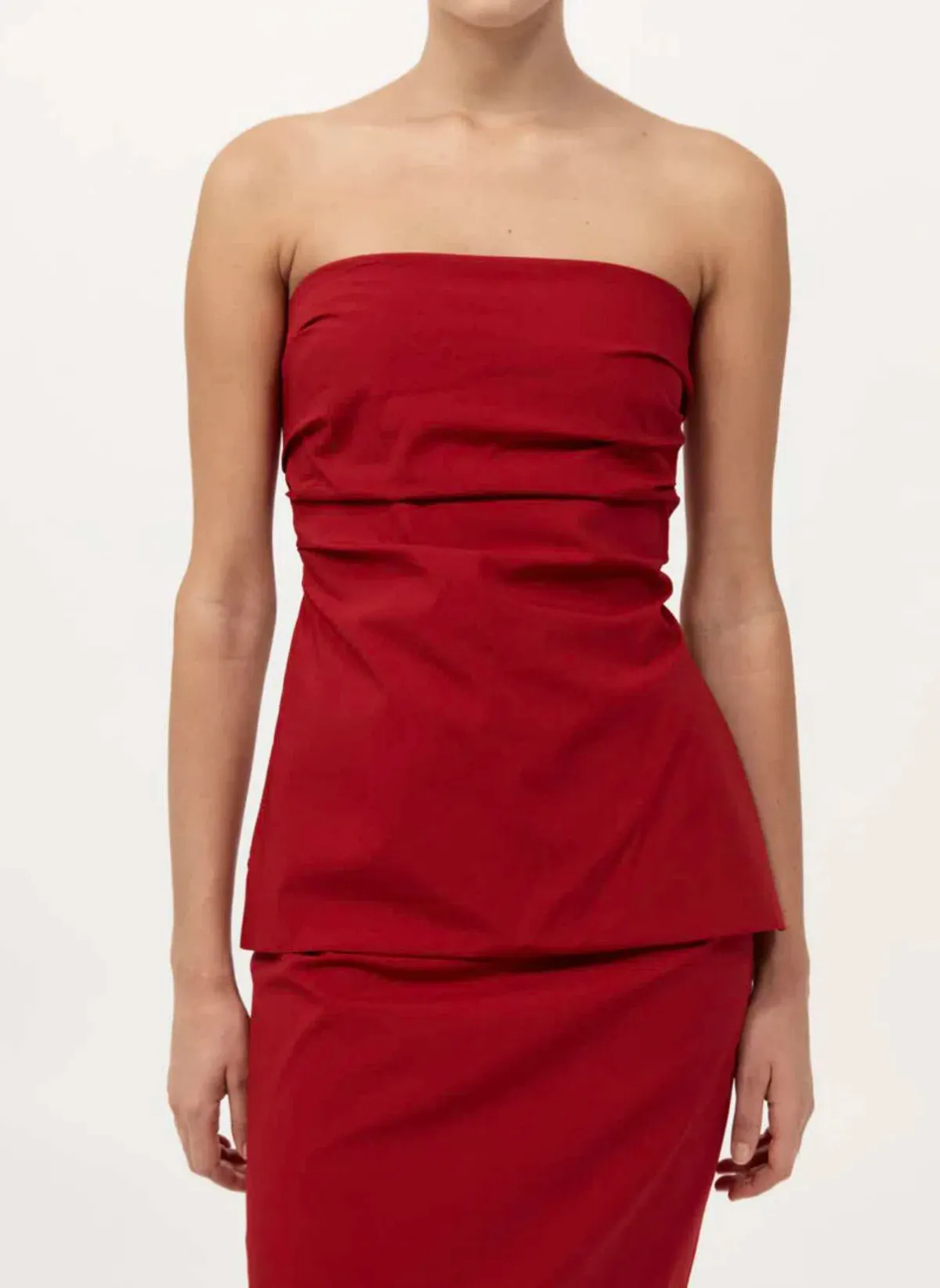 St Agni Strapless Tie Back Top and Minimal Column Skirt Set Rosso Red Size 8 - Image 2
