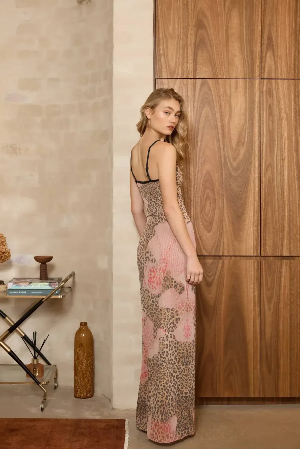 With Harper Lu Mesh Slip Maxi Dress Brown Leopard Size S/AU 8 - Image 5