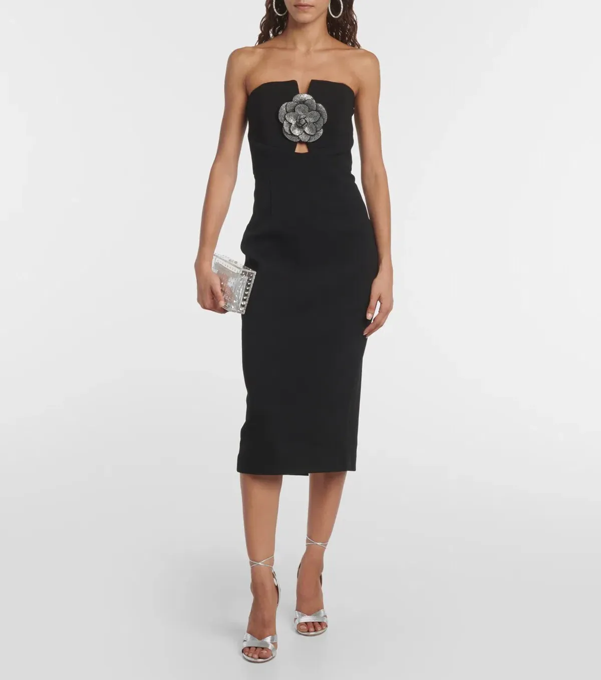 Rebecca Vallance Yvonne Flower Midi Dress Black Size 8 - Image 1