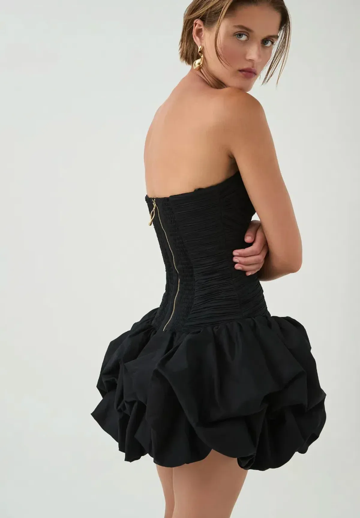 Aje Violette Bubble Hem Mini Dress Black Size 8 - Image 2