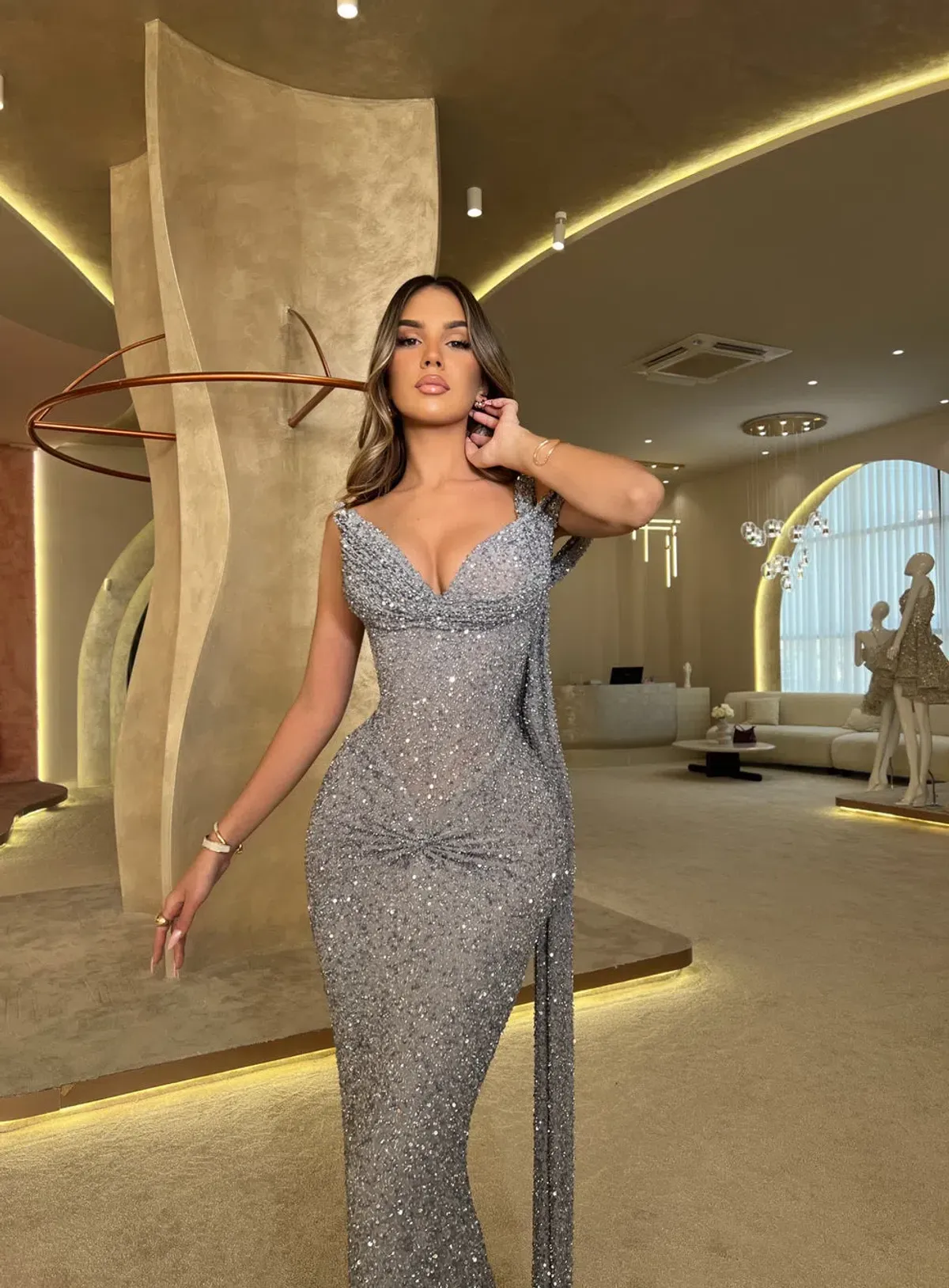 Donika Loci Hazel Gown Silver Size 10 - Image 2