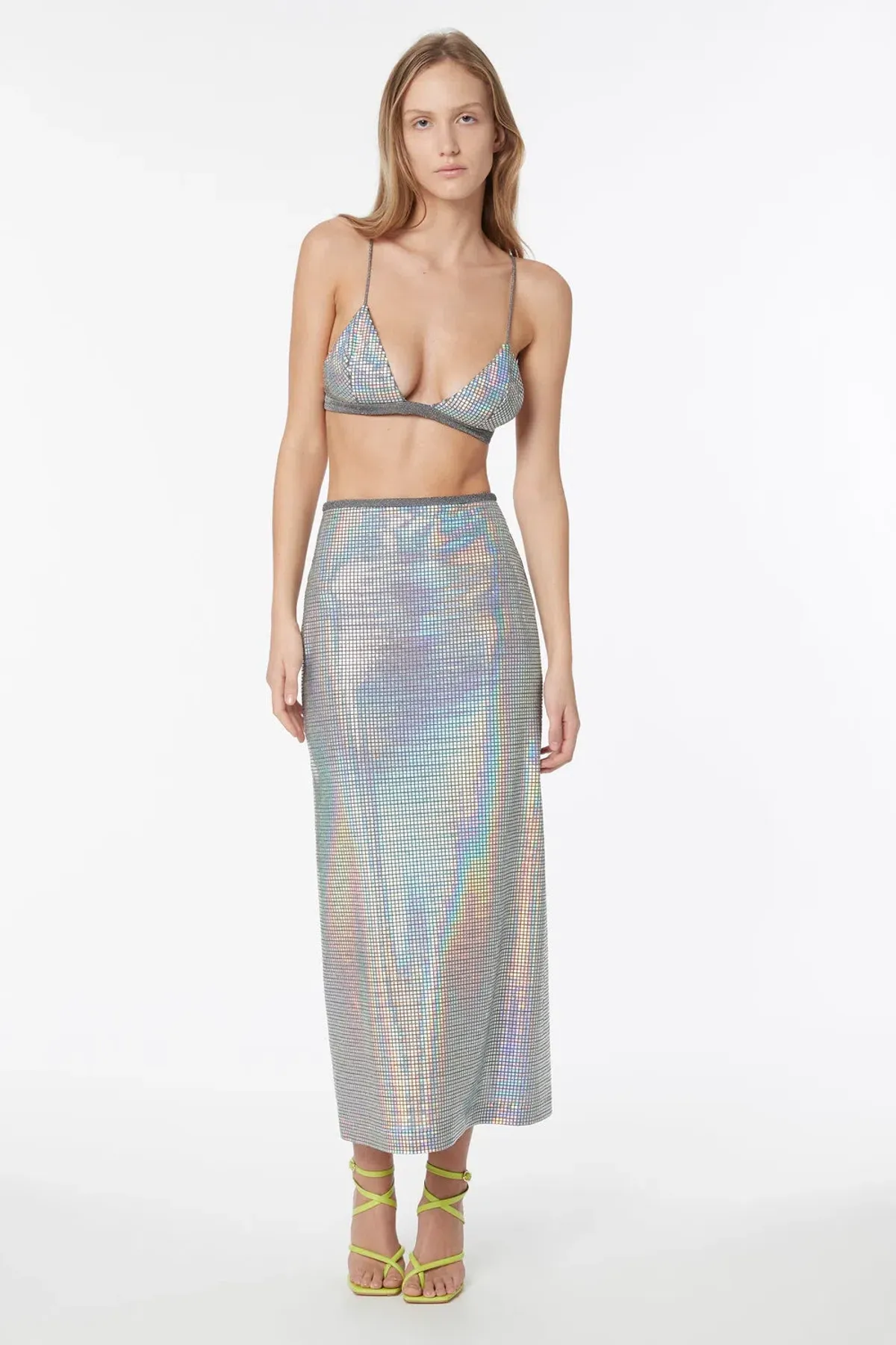 Manning Cartell Platnium Queen Bralette Size M/AU 10 and Mini Skirt Size XS/AU 6 Set Silver - Image 1