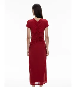 Witchery Gather Mesh Midi Dress Ruby Size AU 12 for rent on The Volte - image 4