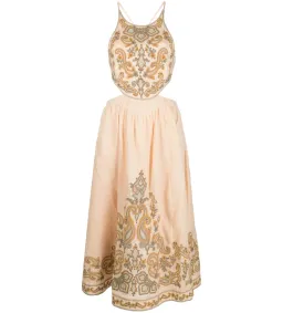 Zimmerman Devi Halter Tie Midi Dress Orange Print Size AU 10 for rent on The Volte - image 5