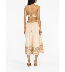 Zimmerman Devi Halter Tie Midi Dress Orange Print Size AU 10 for rent on The Volte - image 3