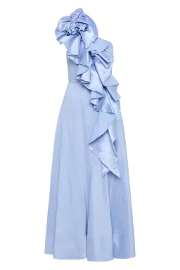Aje Adelia Ruffle Midi Dress Blue Size AU 8 for rent on The Volte - image 4
