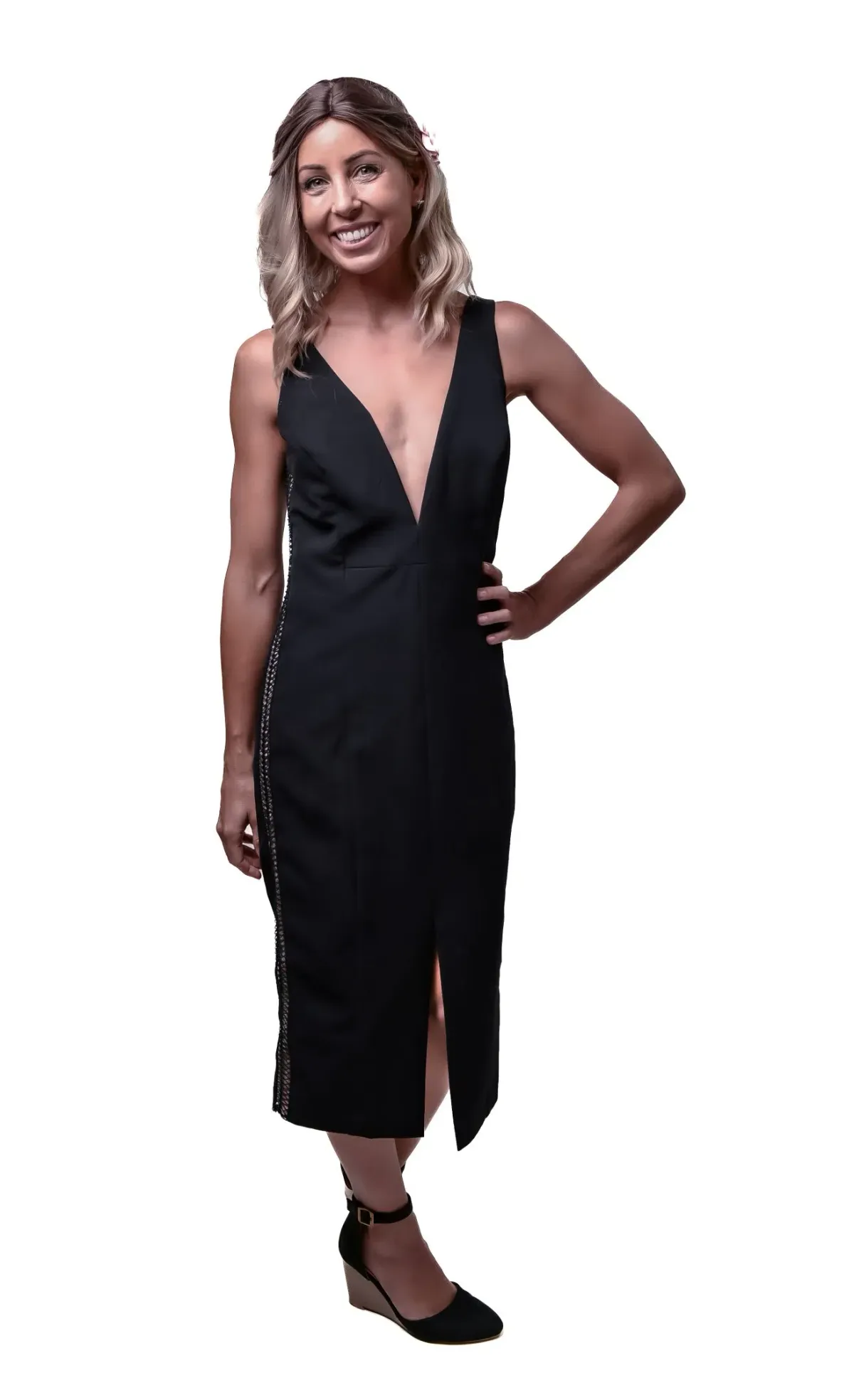 Bardot Bodycon Midi Dress Black Size 12 - Image 5
