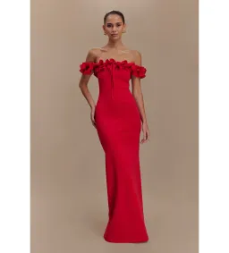 Nova Ruffle Off Shoulder Maxi Dress Ruby Size XS / AU 6 for rent on The Volte - image 1
