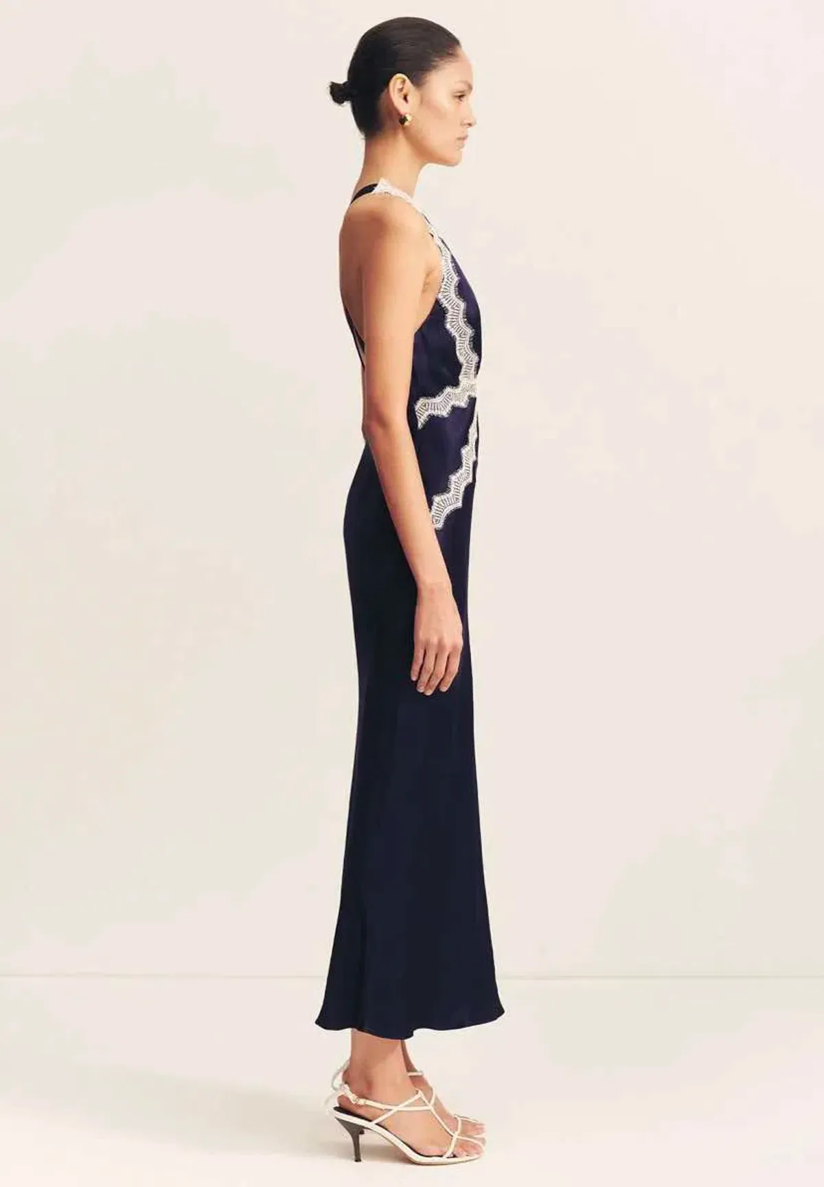 Shona Joy Camille Lace Cross Back Midi Dress Navy Size 8 - Image 5