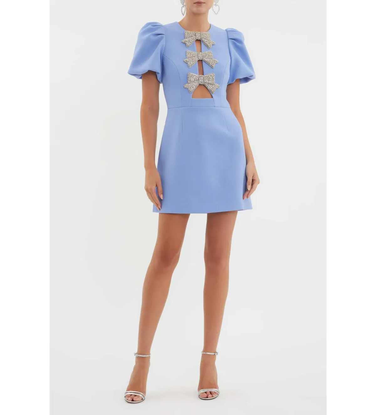 Rebecca Vallance Juliana Puff Sleeve Mini Dress Blue Size 14 - Image 1