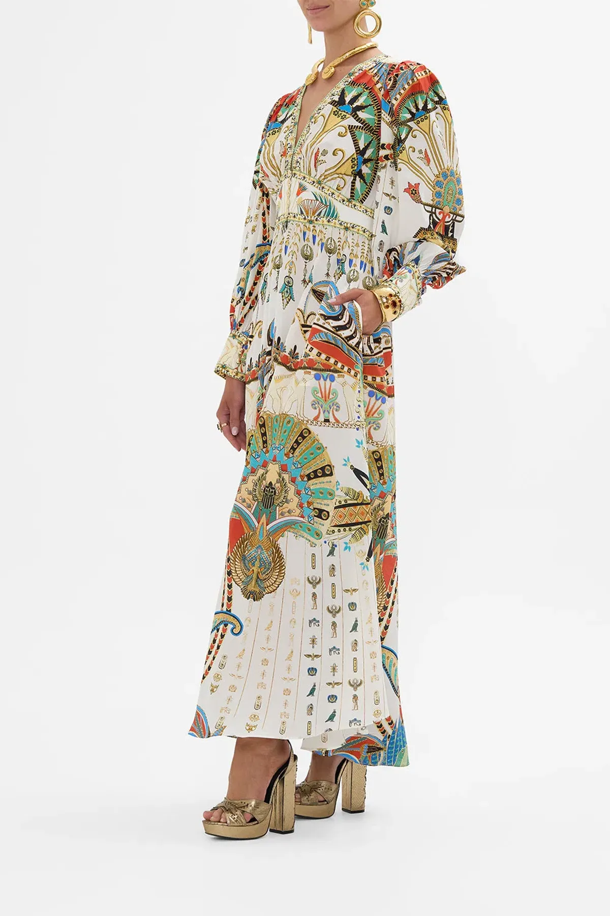 Camilla Valley of the Queens Shaped Waistband Dress with Gathered Sleeves Size M / AU 12 - Image 2