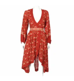 Spell & The Gypsy Midi Jewel Soiree Dress Swing Red Floral Size XS AU 6 for rent on The Volte - image 2