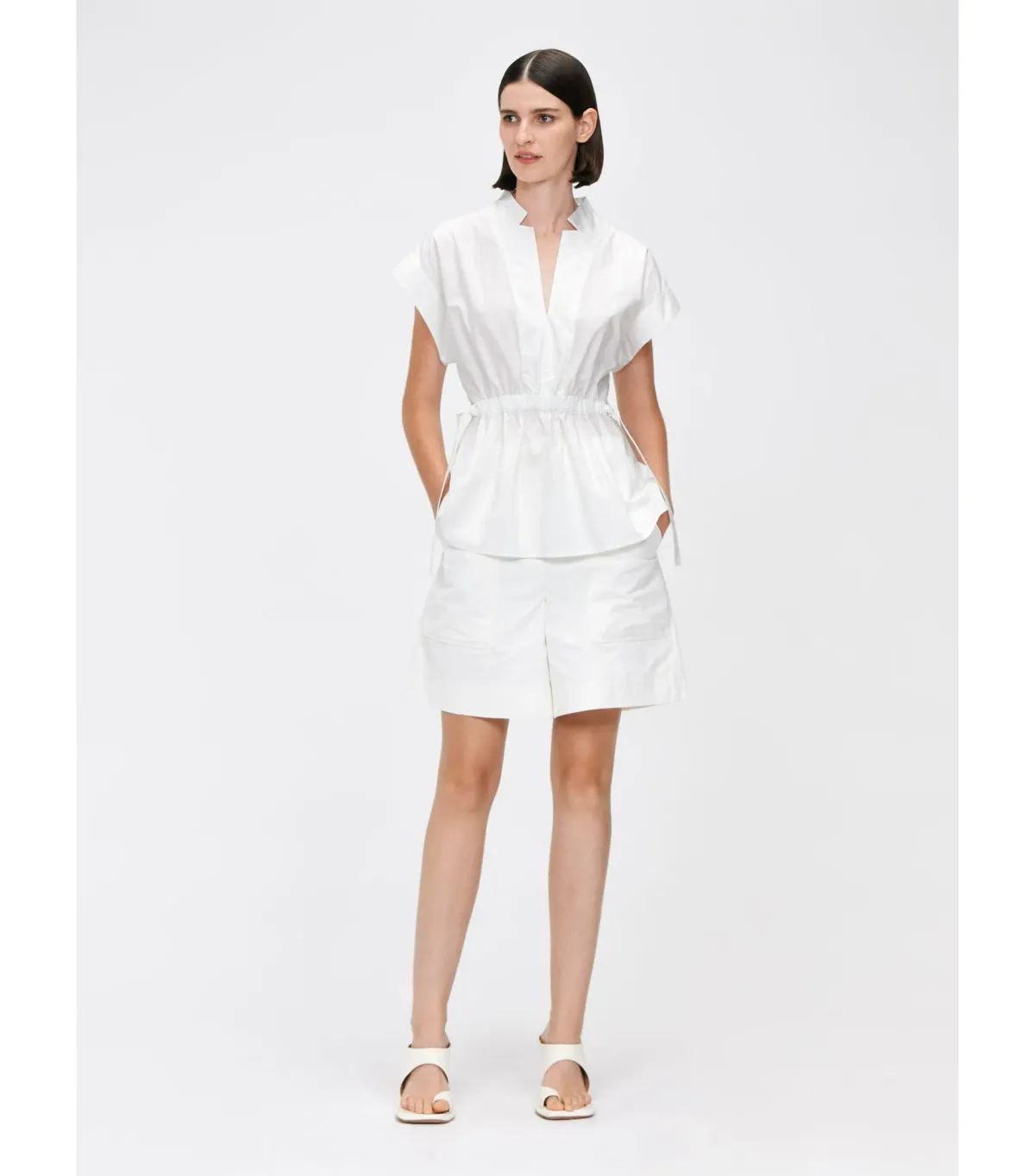 Veronika Maine Good Earth Cotton Tie Shirt Off White Size 16 - Image 1
