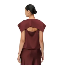 Veronika Maine Lustred Satin Cowl Top in Red Size AU 14 for rent on The Volte - image 4