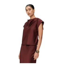 Veronika Maine Lustred Satin Cowl Top in Red Size AU 14 for rent on The Volte - image 2
