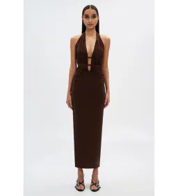 Misha The Celine Dress in Mesh Espresso Brown Size 10/M for rent on The Volte - image 1