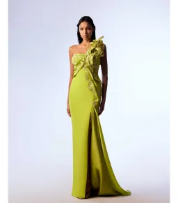Gaby Charbachy Intricate Lace And Organza Mermaid Dress Lime Size AU 10 for rent on The Volte - image 1