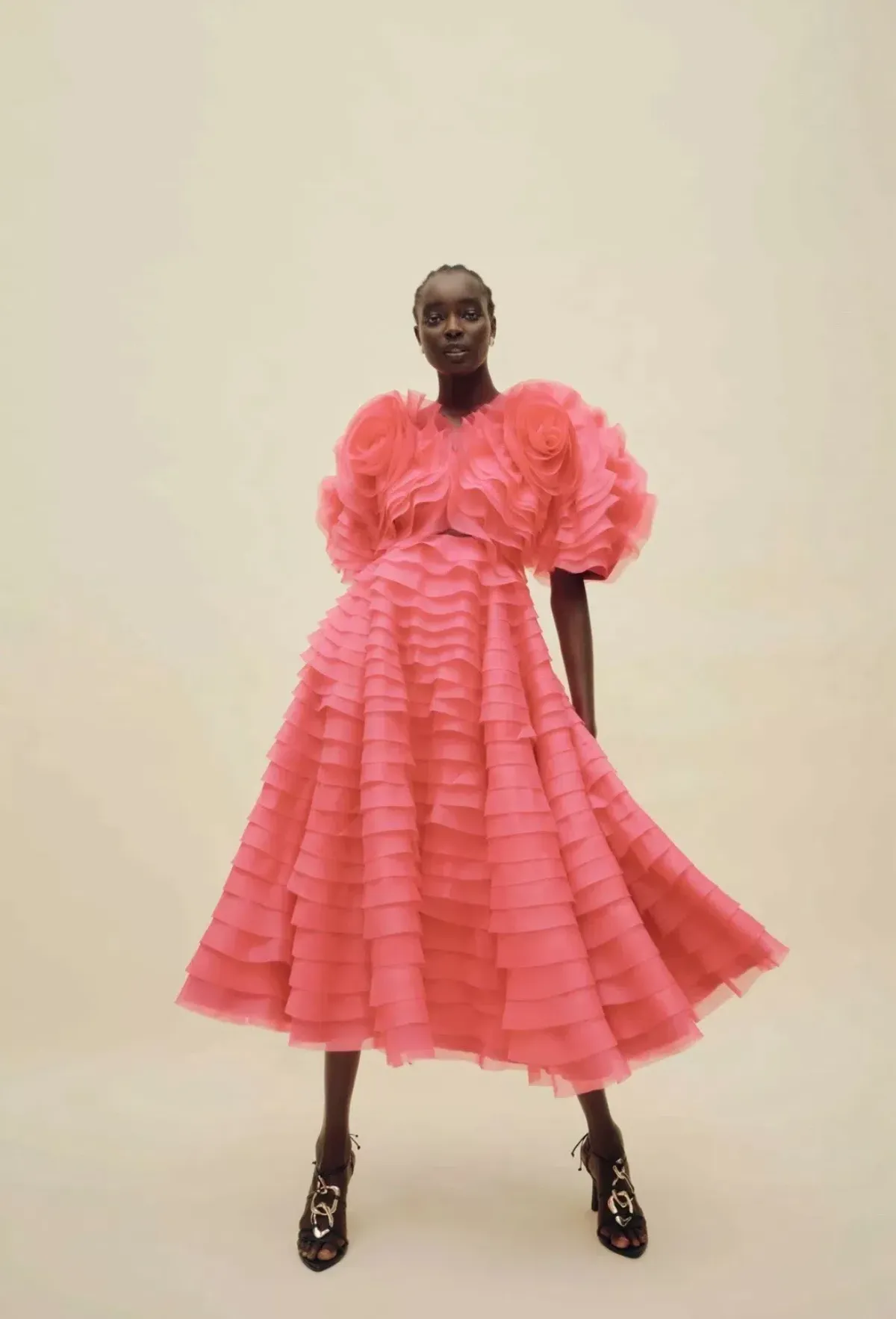 Aje Amour Ruffle Midi Dress Pink Size 4 - Image 5