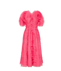 Aje Amour Ruffle Midi Dress Pink Size 4 for rent on The Volte - image 2