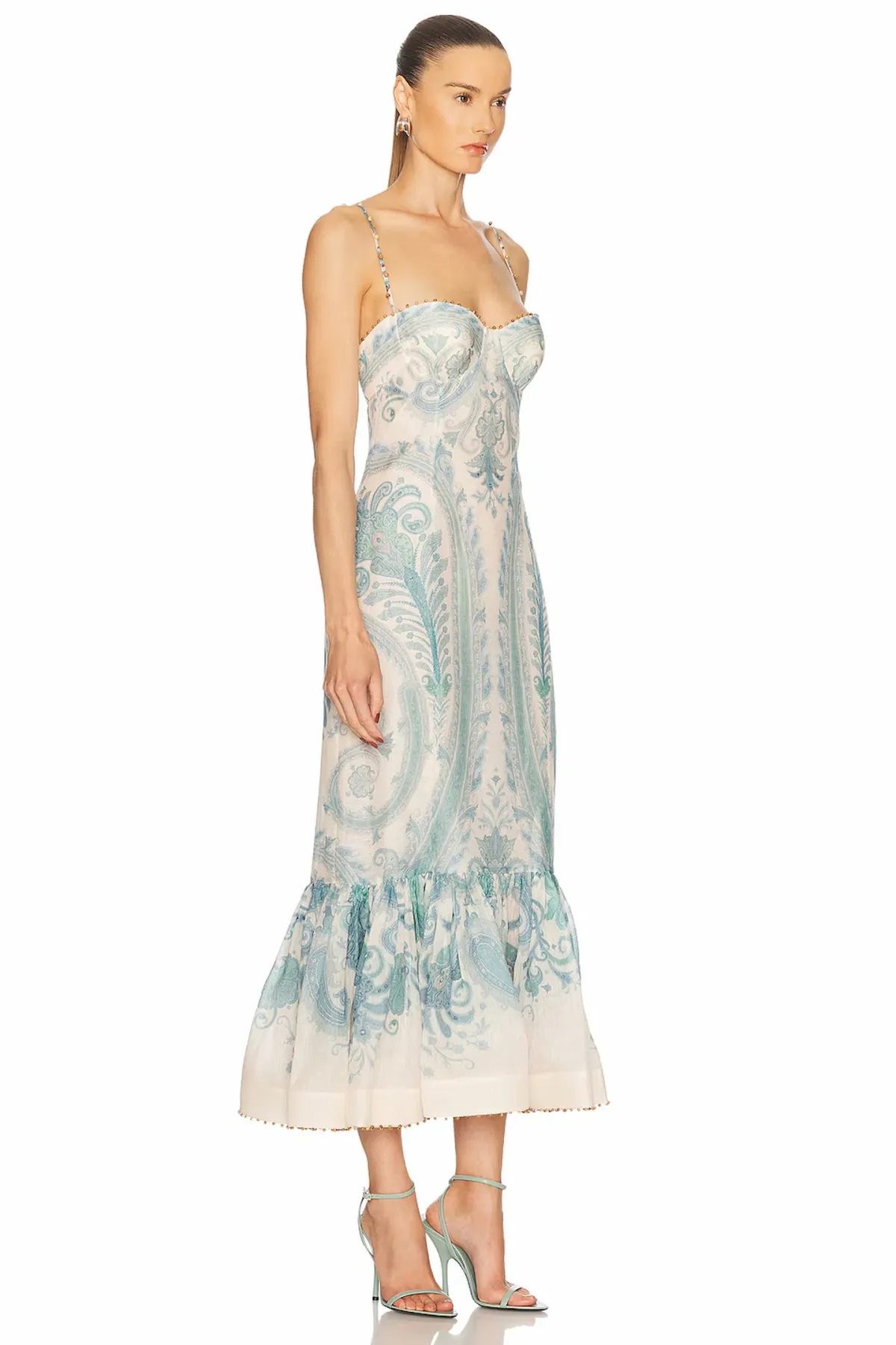 Zimmermann The Illuminate Gown in Turquoise Paisley Size 1 /Au 10 - Image 3