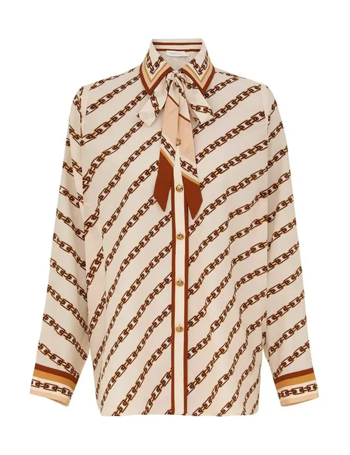 Zimmermann The Relaxed Shirt and Belted Wide Leg Pan Size 0P/Au 6 and Size 1/Au 10  in Cream Chain  - Image 1