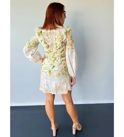 Zimmermann Coaster Battenburg Mini Dress in Blush Garden Floral Size 0/AU 8 for rent on The Volte - image 3