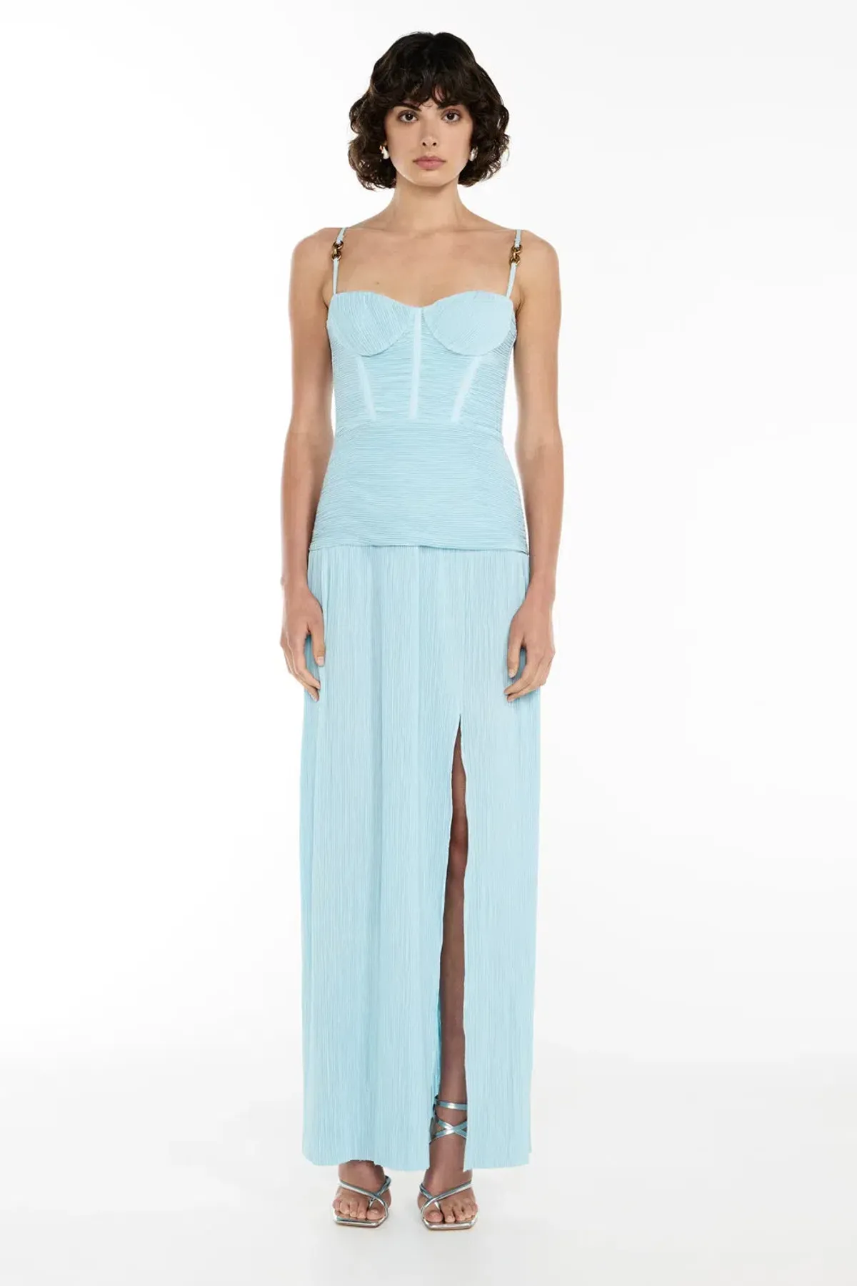 Manning Cartell Double Time Pleat Maxi Dress in Blue Size AU 12 - Image 1