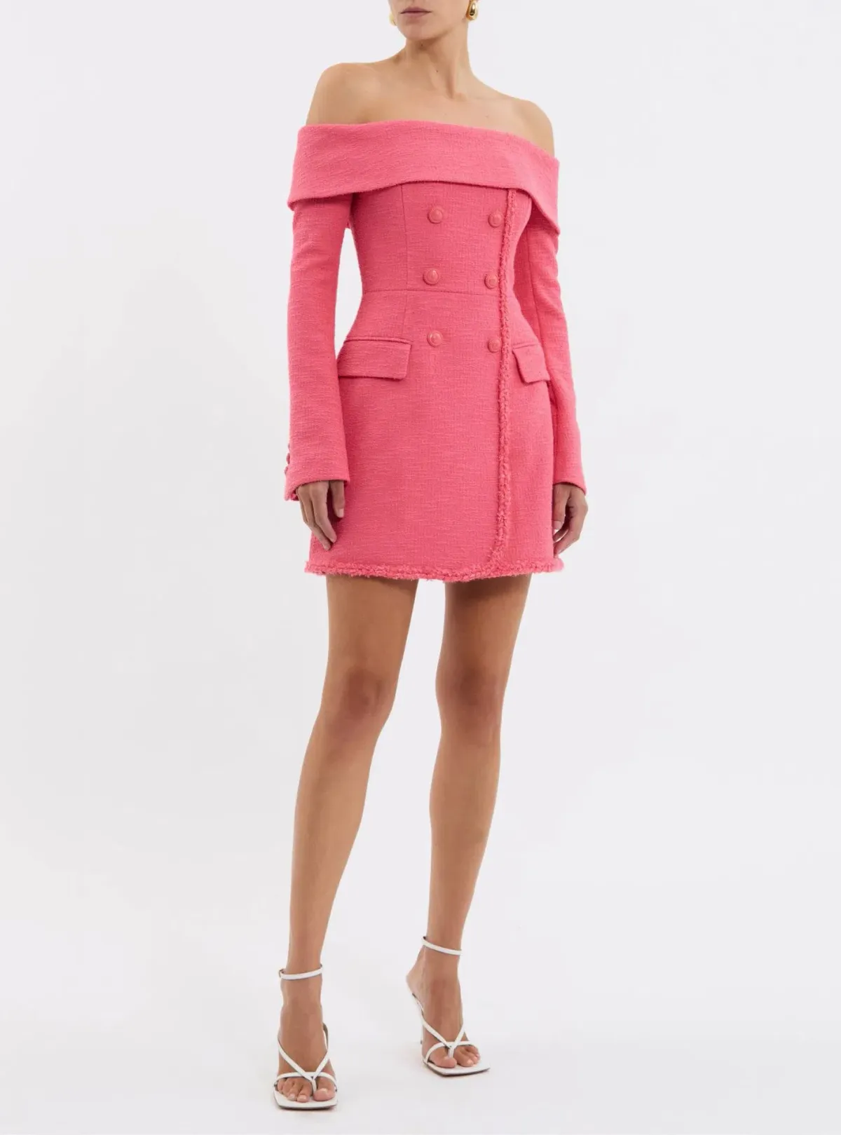 Rebecca Vallance Montana Off Shoulder Mini Dress Rose Pink Size 10 - Image 1