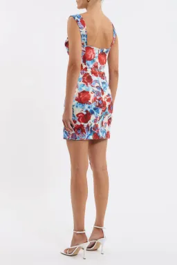 Rebecca Vallance Fleurette Mini Dress Blue/Red Floral Print Size 10 for rent on The Volte - image 2