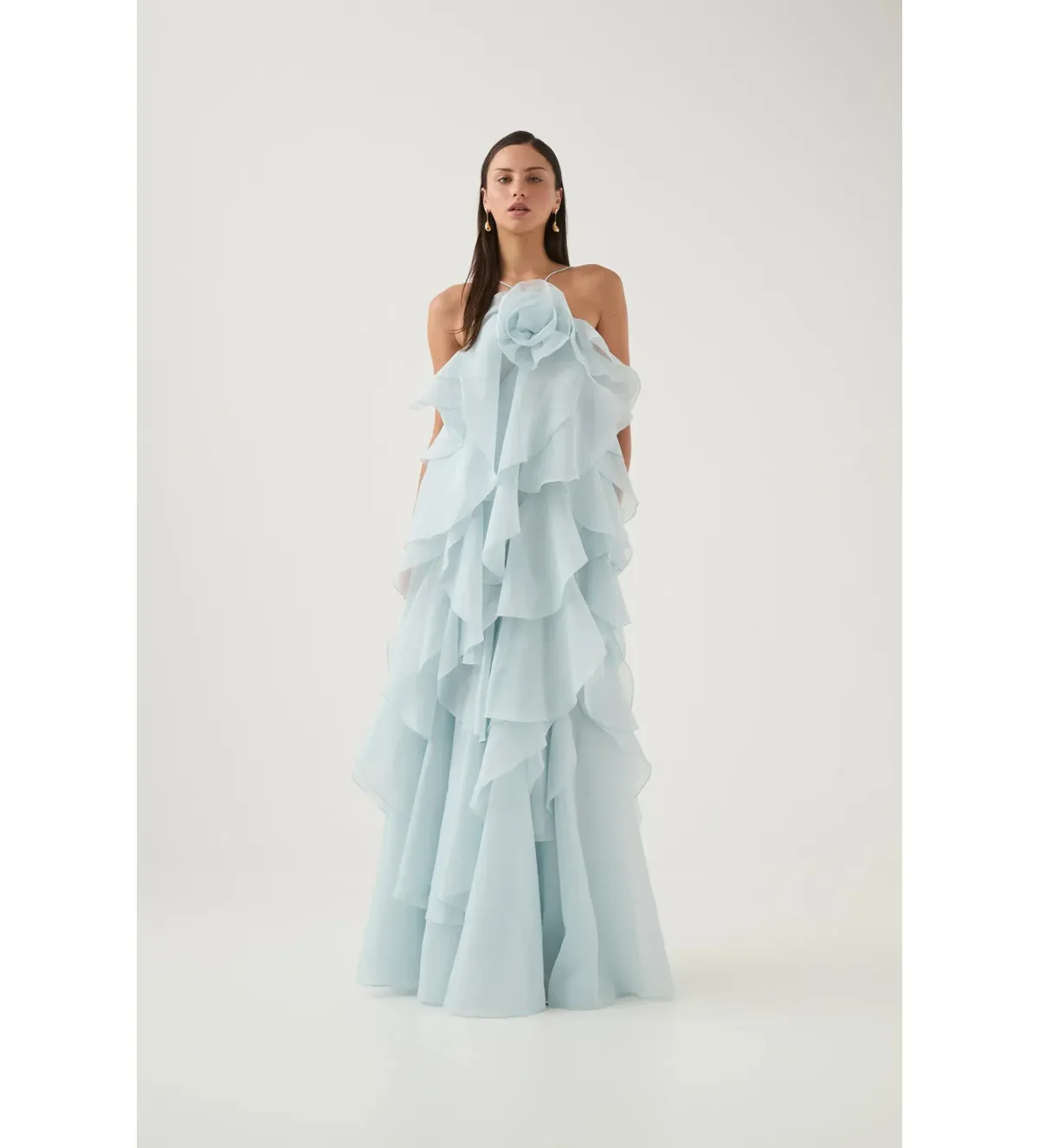 Aje Pandorea Layered Maxi Dress Silver Blue Size AU 8 - Image 7