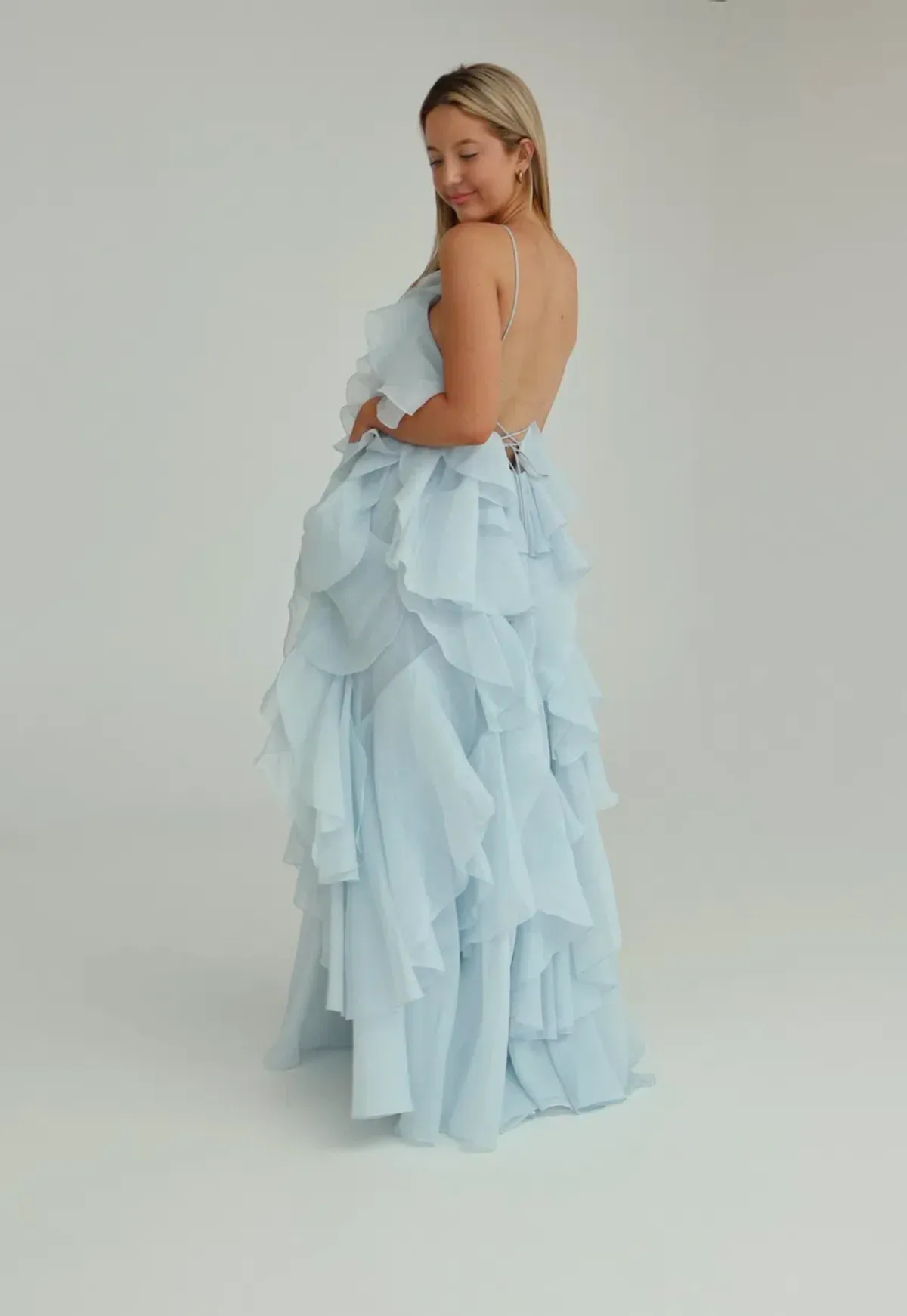 Aje Pandorea Layered Maxi Dress Silver Blue Size AU 8 - Image 4
