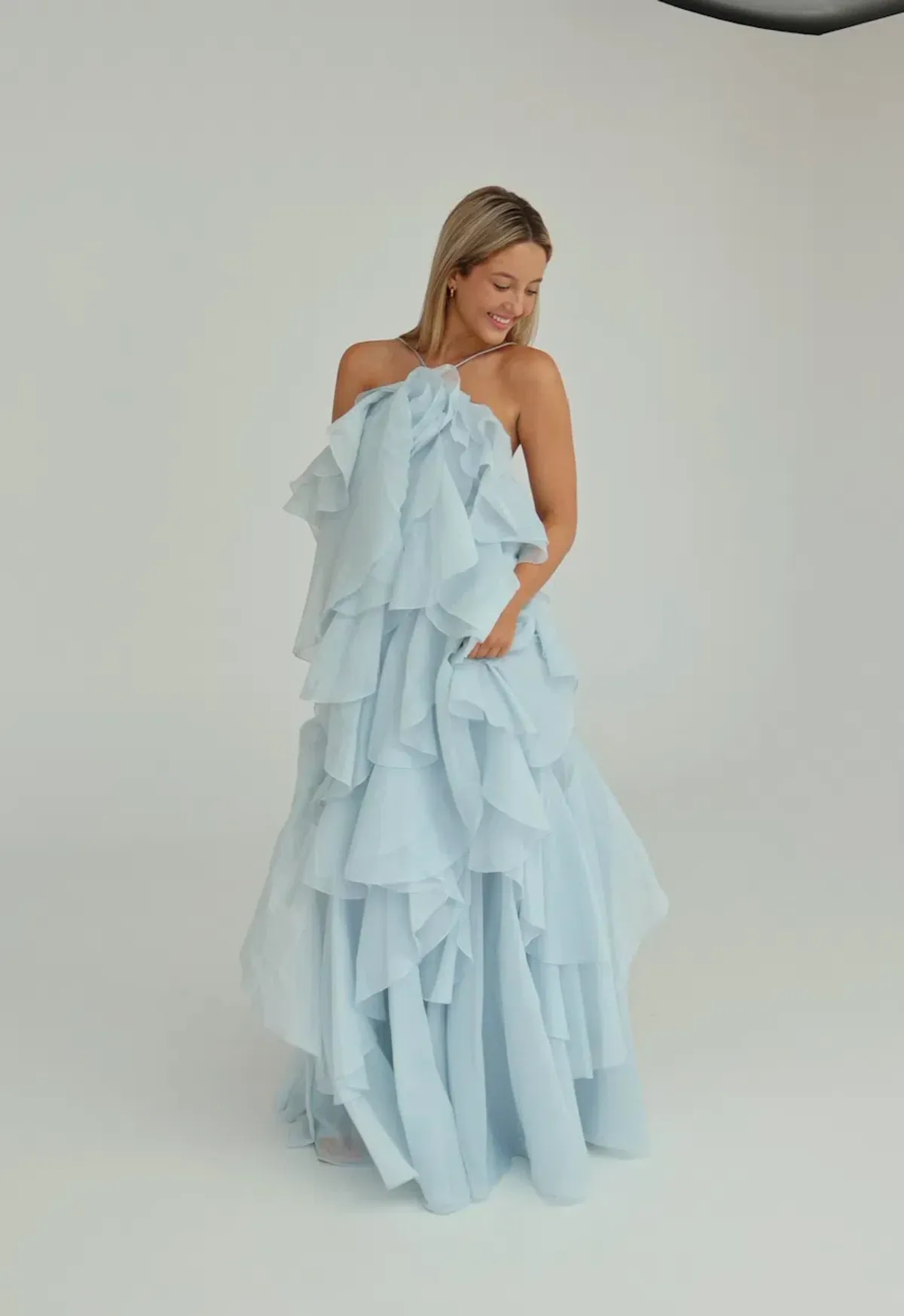 Aje Pandorea Layered Maxi Dress Silver Blue Size AU 8 - Image 3