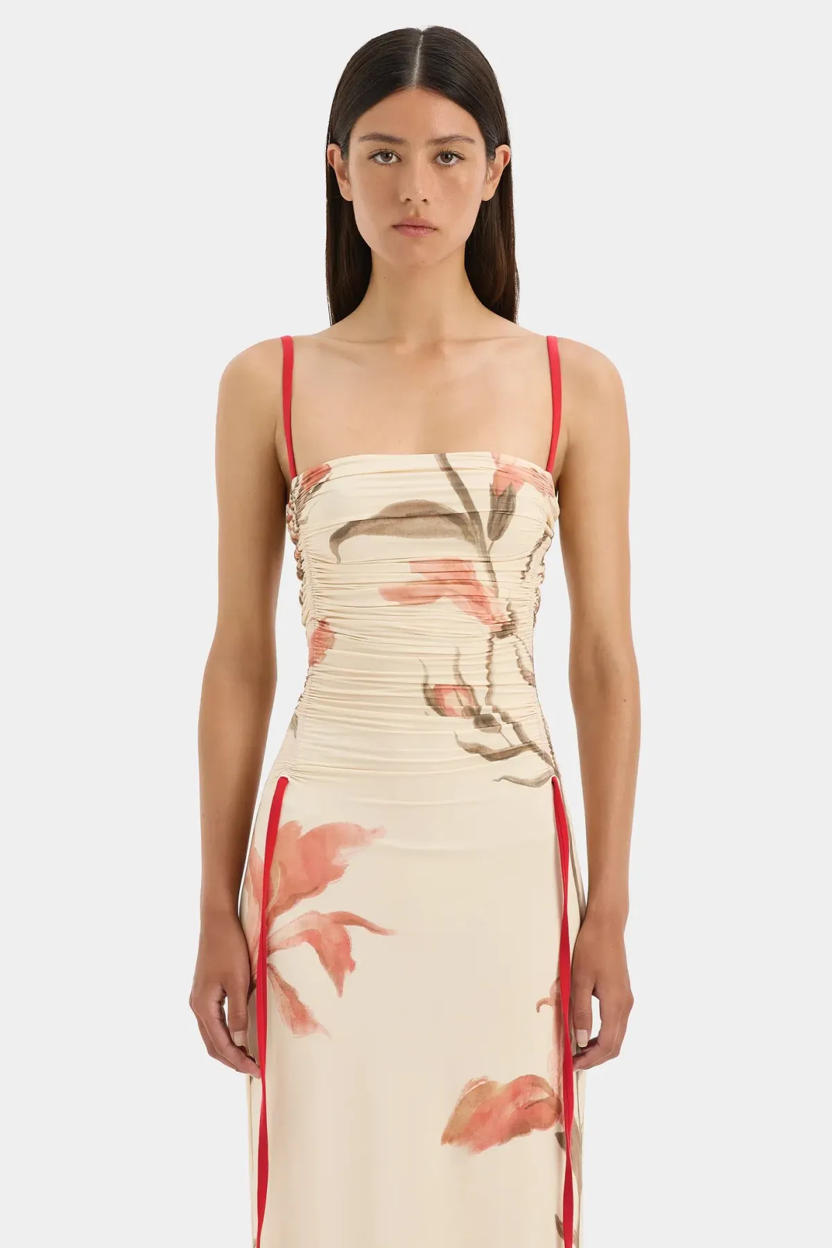 Sir the Label Hana Ruched Midi Dress Gladioli Print Size 2 / AU 10 - Image 2