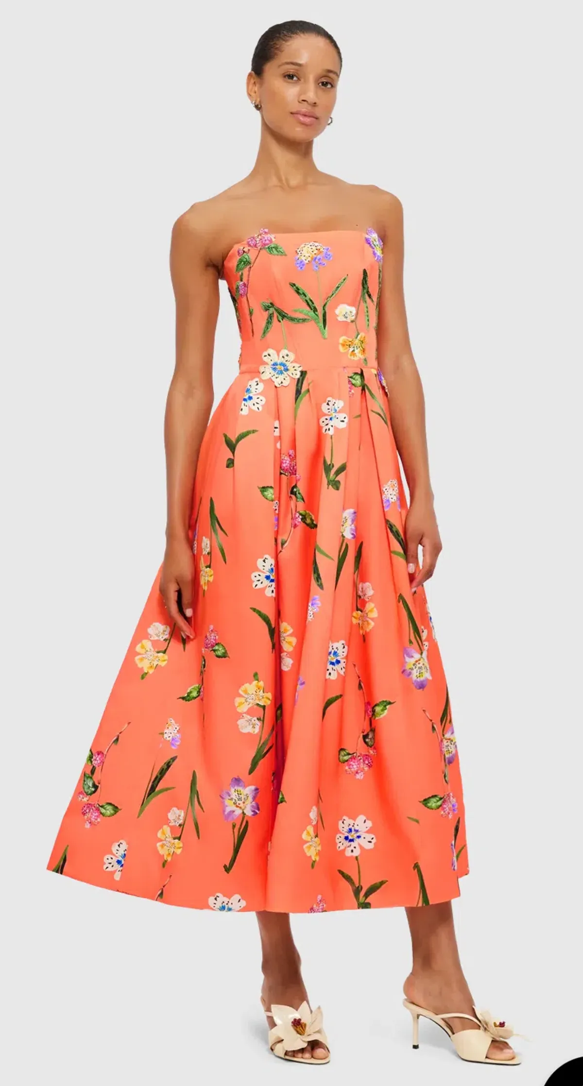 Leo Lin Lynn Bustier Midi Wild Flower Orange Size AU 12 - Image 1
