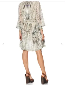 Camilla Lace Up Shirred Waist Mini Dress Daintree Dreaming Print Size S/AU 10 for rent on The Volte - image 3