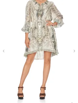 Camilla Lace Up Shirred Waist Mini Dress Daintree Dreaming Print Size S/AU 10 for rent on The Volte - image 1