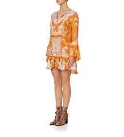 Camilla Marrakesh Maiden  Frill Hem Long Sleeve Dress Orange Size S / AU 10 for rent on The Volte - image 3