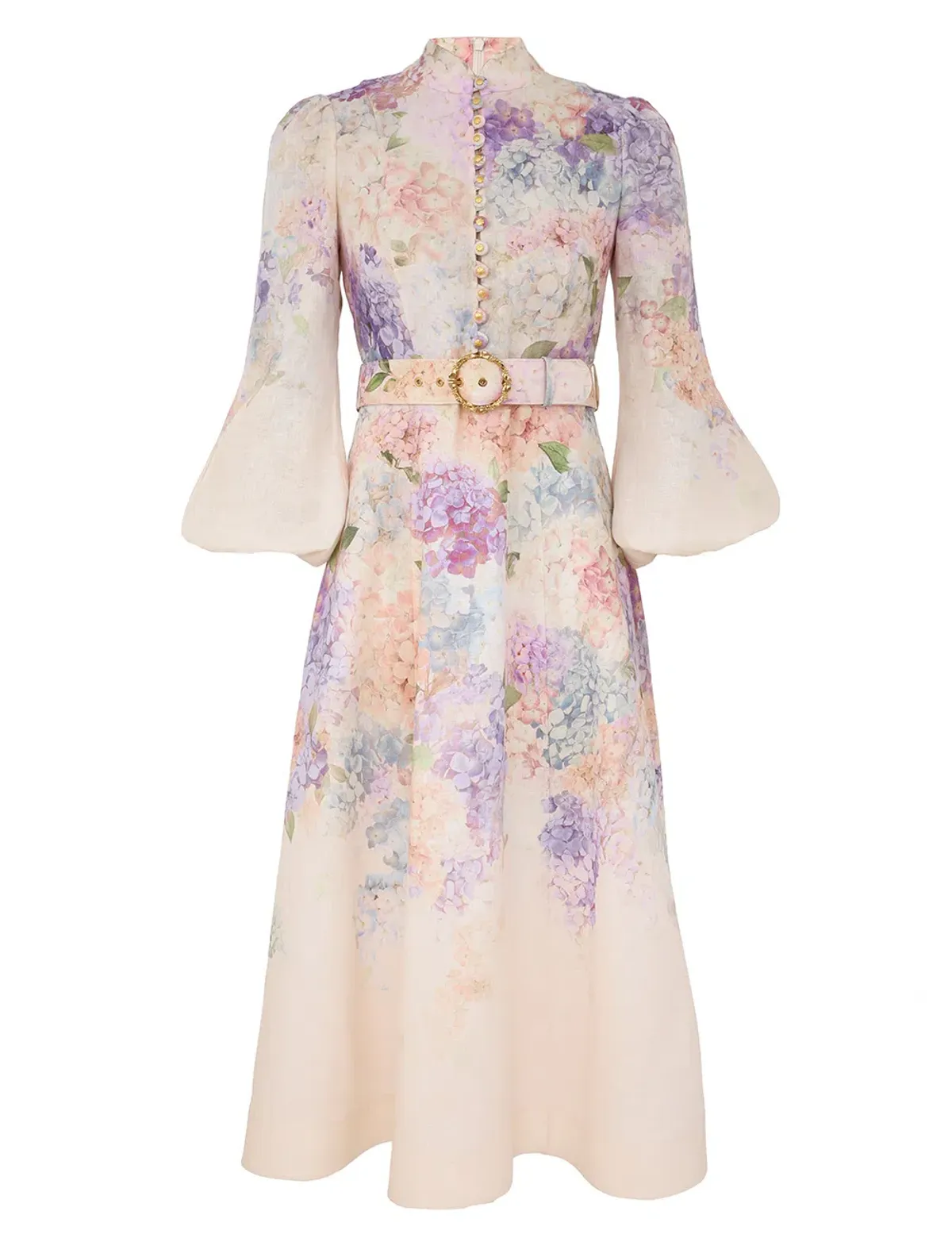 Zimmermann Dawning Buttoned Midi Dress in Multi Hydrangea Size 2 / AU 12 - Image 1