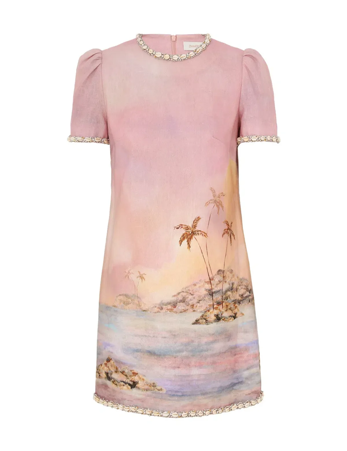 Zimmermann Dawning Embellished Mini Dress in Lilac Seascape Size 2 / AU 12 - Image 1