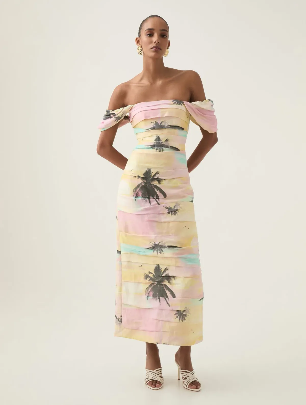 Aje Zara Gathered Midi Dress in Sunset Sky Size 14 - Image 1