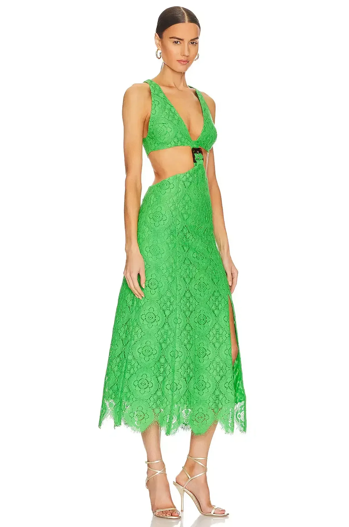 Alice Mccall Yvonne Lace Midi Cut Out Dress Green Size AU 12 - Image 3