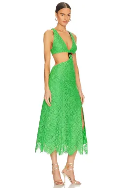 Alice Mccall Yvonne Lace Midi Cut Out Dress  Green Size AU 12 for rent on The Volte - image 3