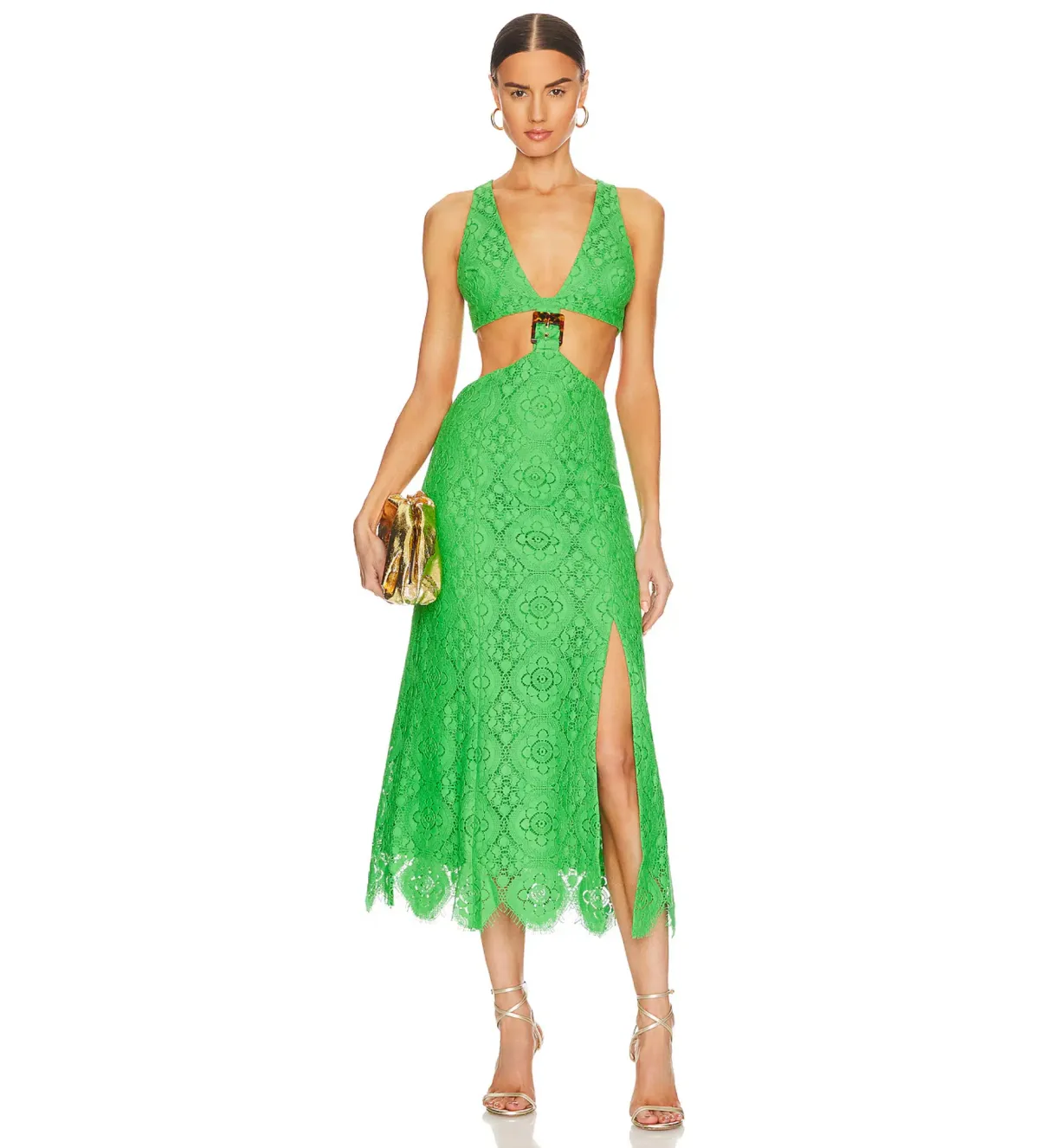 Alice Mccall Yvonne Lace Midi Cut Out Dress Green Size AU 12 - Image 1