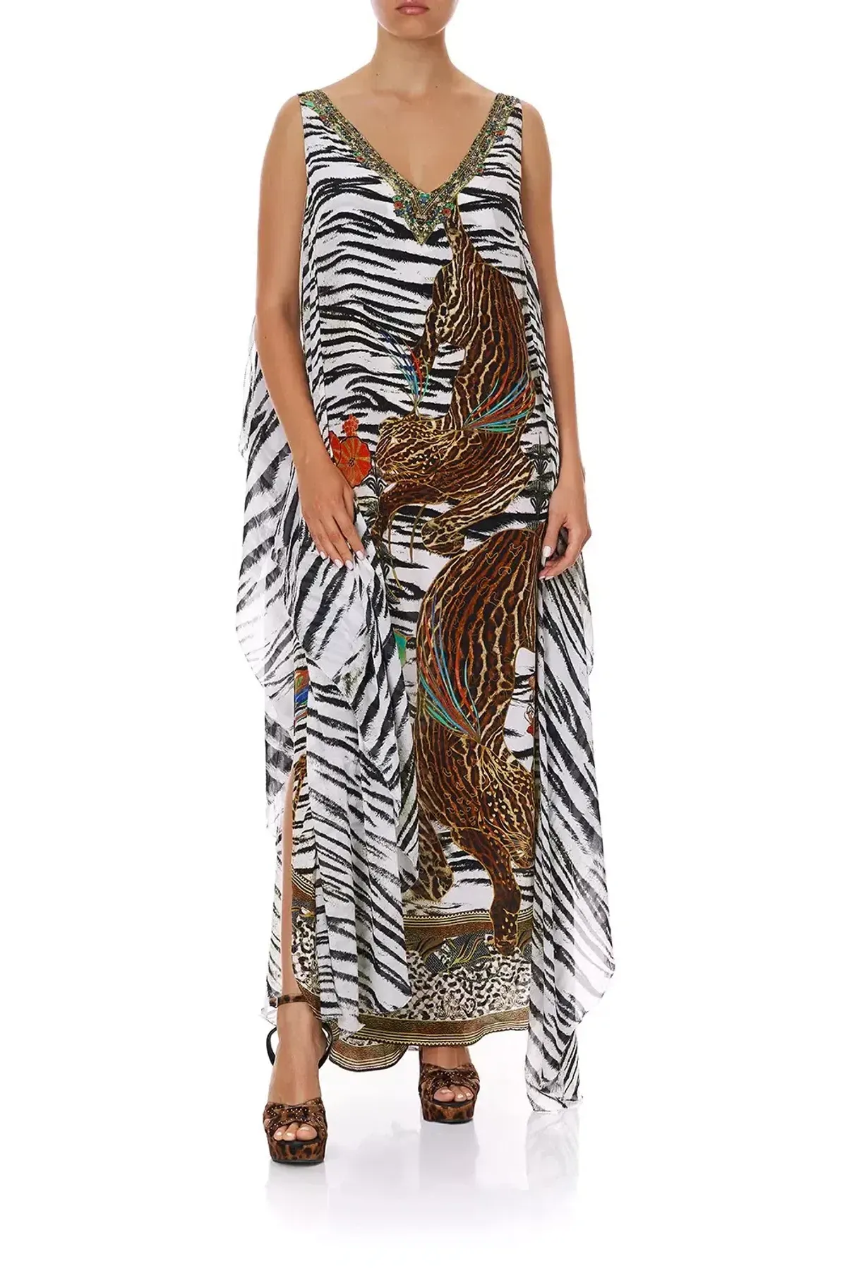 Camilla Cosmic Conflict Maxi Silk Dress Kaftan Size 14 - Image 2