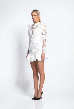 Zhivago White Mini Vendetta Mini Dress Floral Lace Size 6 for rent on The Volte - image 2
