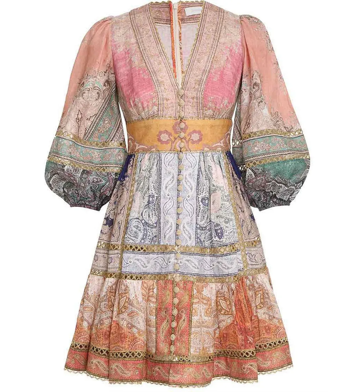 Zimmermann Anneke Lantern Mini Dress in Paisley Print Size 4/AU 16 - Image 4
