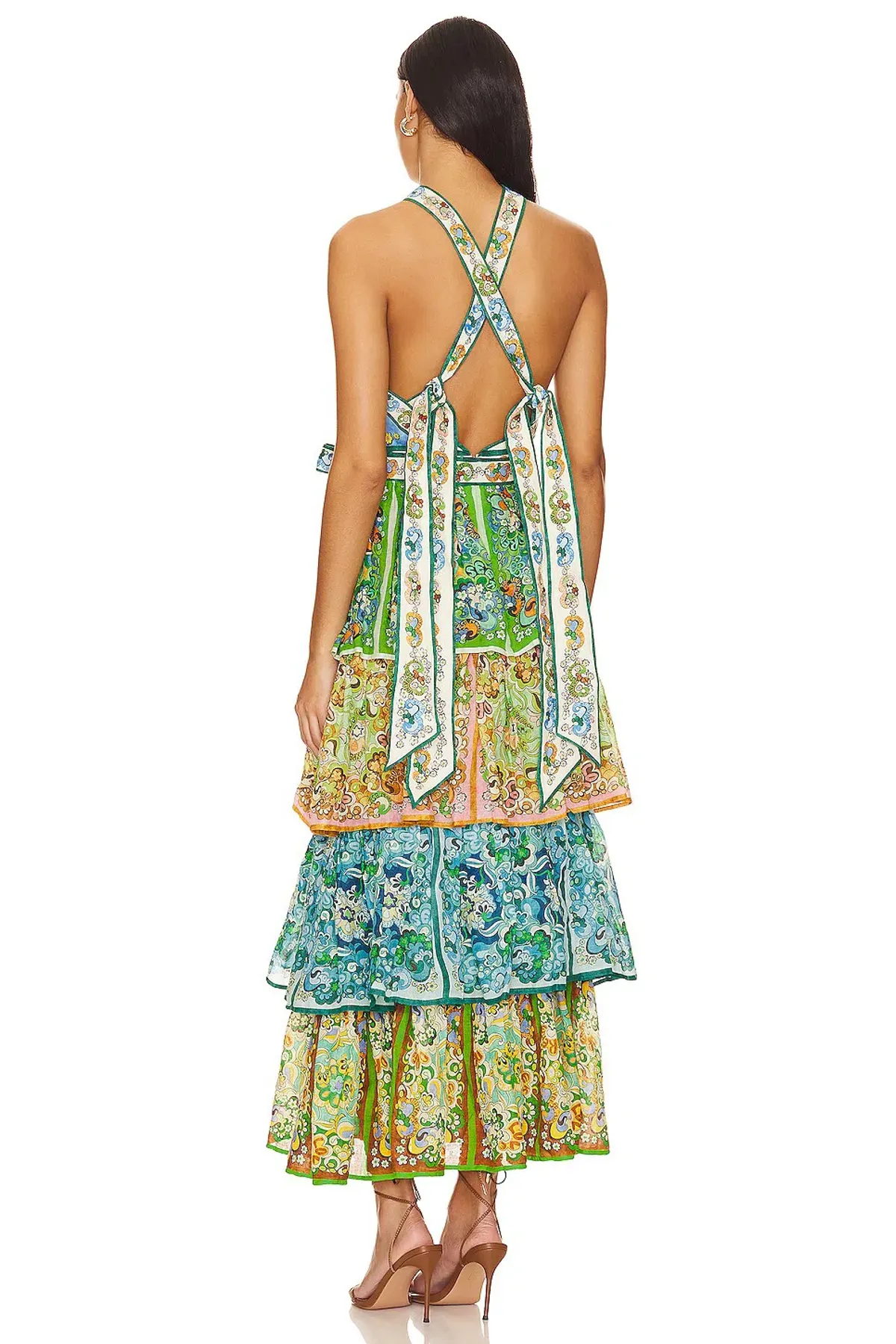 Alemais Dreamer Halter Tier Maxi Dress Multi Size 12 - Image 4
